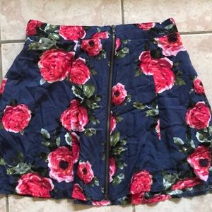 High waisted floral skirt